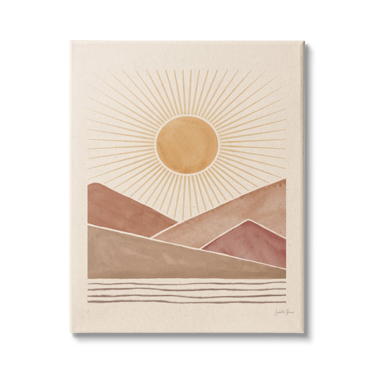 Stupell Industries Boho Desert Sunrise Vintage Landscape Geometric Shapes Canvas Wall Art